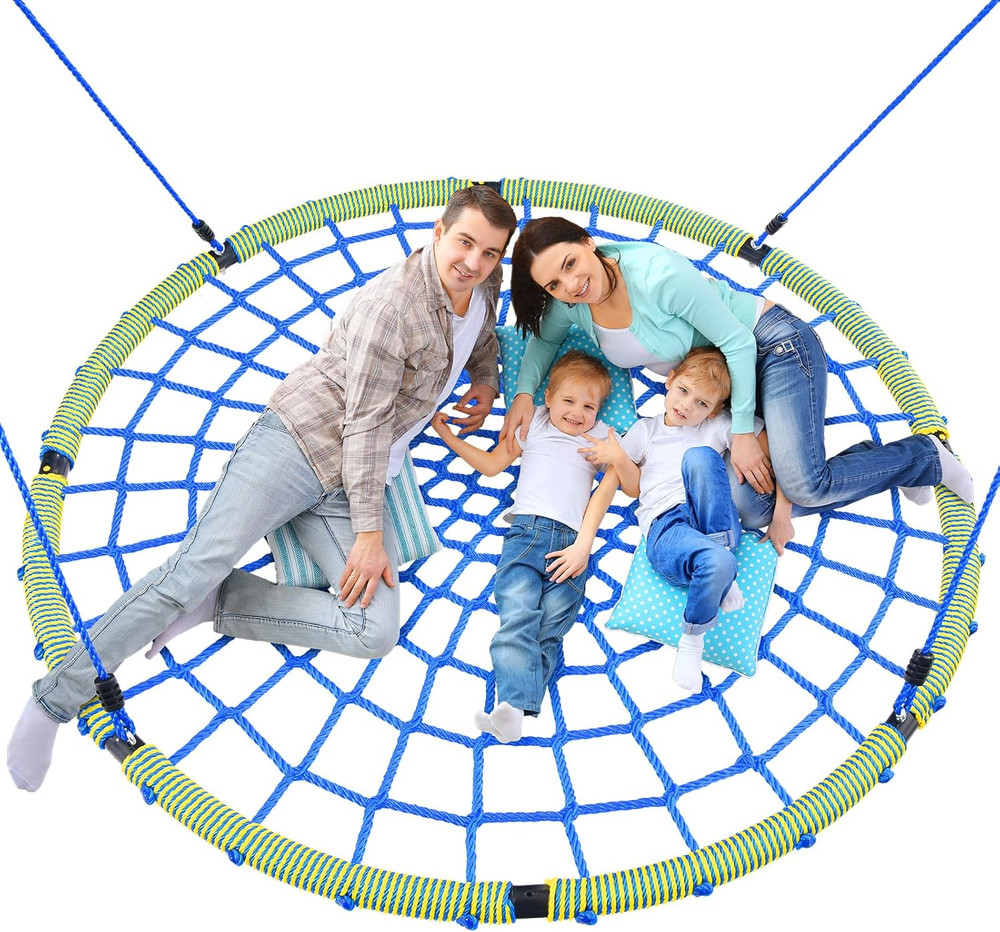 60″ Large Spider Web Saucer Tree Swing for Kids & Adults, 750Lbs Heavy Duty Outd