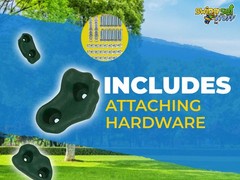 SWING SET STUFF SMALL TEXTURED ROCK HOLDS SET OF 8 MOUNTING HARDWARE GREEN 0014