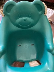 Vintage Hedstrom High Back Baby & Toddler Swing – Blueish Green Teddy Bear