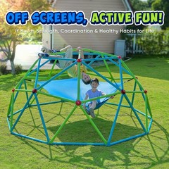 Zupapa 10FT Climbing Dome with Hammock, Jungle Gym, 1200LBS, Cyan&Green