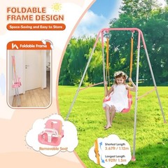3-in-1 Toddler Swing Set, Indoor & Outdoor Baby Swing Heavy Duty Swing Set Pink