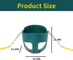 High Back Full Bucket Toddler Swing Seat w Yellow Coated Chains Fully Assembled