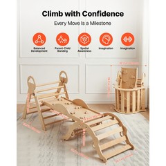 Uimoso 9-in-1 Wooden Toddler Climbing Set with Cars and Triangle Design