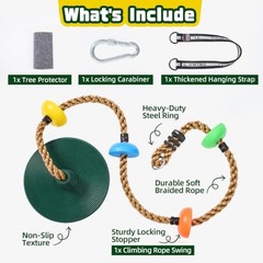 Tree Swing for Kids, 330LB Capacity Heavy Duty Climbing Rope with Green