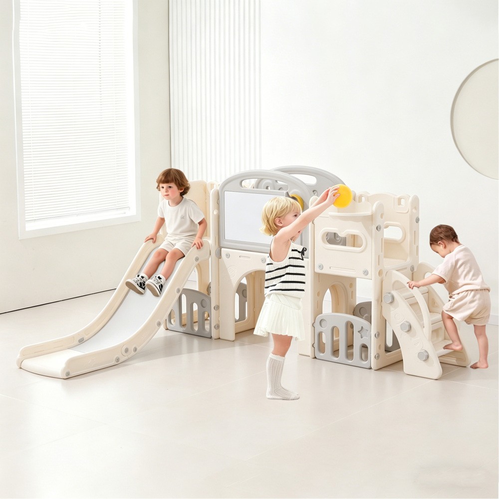 11-in-1 Toddler Playset w/ Slide, Climber, Basketball Hoop & Tunnel – Ages 1-3