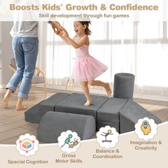 6 Pcs Toddler Climbing Blocks with Handles Chenille Fabric Cover Corner Play Gym