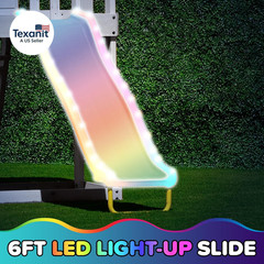 Amelia Galaxy Cedar Wooden Swing Set for Night Play with 2 LED Swings, Play Fort