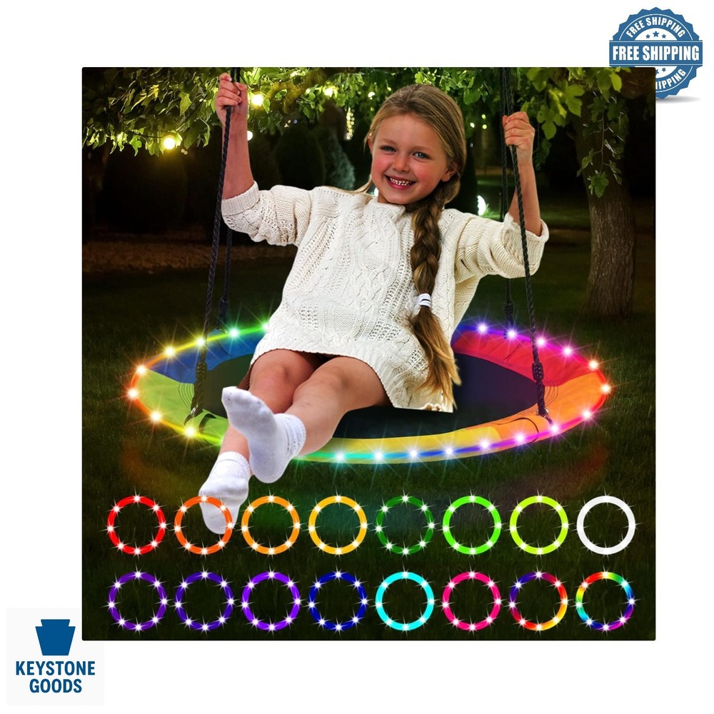 16-Color LED Outdoor Swing Rim Light – Waterproof, Remote Control, Easy Insta…
