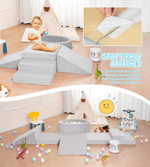 Foam Climbing Blocks with Ball Pit & Stairs for Toddlers Aged 1-3 -Soft Playset