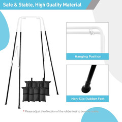 Heavy Duty Foldable Swing Stand for Kids with Sandbags – Indoor/Outdoor Black