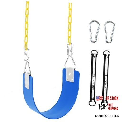 Swing Set Seat with Metal Triangle Ring & 66Inch Anti-Rust Chains, Swing Blue