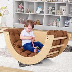 6 in 1 Climbing Arch Wooden Rocker Arch Climbing Toy with Removable Cushion