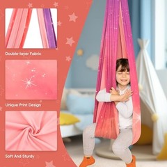 Sensory Swing for Kids, Double Layer Therapy Hammock, Indoor Swing with Pink