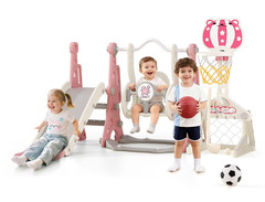 Toddler Swing and Slide Set – 6 in 1 Baby Slide for Toddlers Age 1-2, with Baske