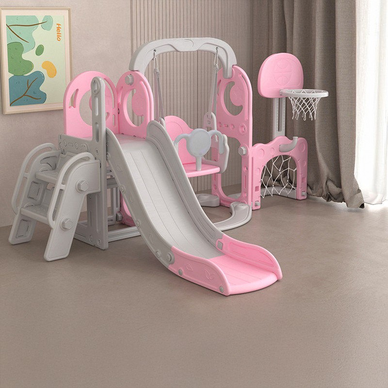 5 In 1 Toddler Slide Kids Climber Playset w/ Basketball Hoop Indoor Outdoor