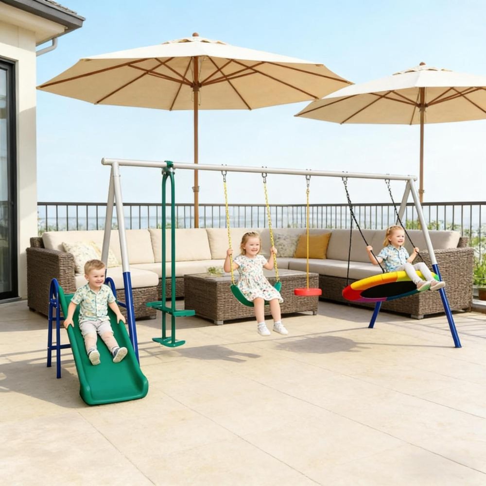 Outdoor Swings Glider Kids Swing Set Seat Backyard Heavy Duty