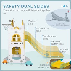 8 in 1 Toddler Slide and Swing Set with 2 Slides for Ages 1-3, Yellow
