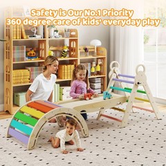 Pikler Triangle Set, 7-in-1 Foldable Climbing Toys, Indoor Playground for , M…