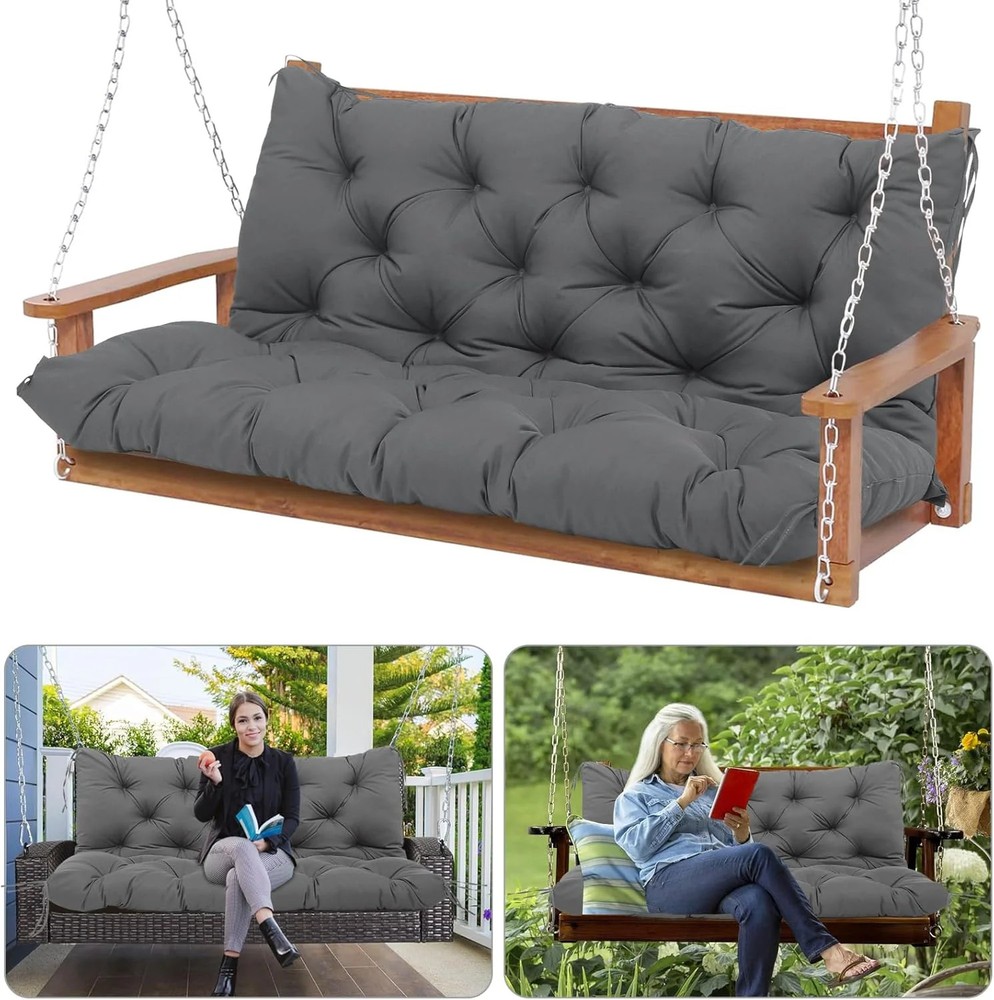 60 Inch Outdoor Swing Cushions Waterproof Extra 5″ Thick 3 Seater Porch Swing Re