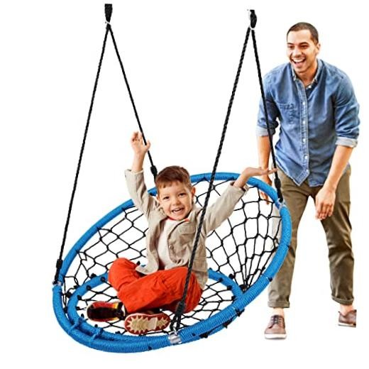 Hanging Netted Seat Swing – 35.5″ Inch Kids Indoor Outdoor Yard Round Circle