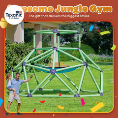 Monkey Bars Climbing Dome with Hammock – Sturdy & Portable Jungle Gym with Hammo
