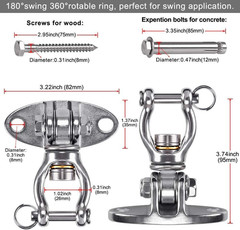 SELEWARE Silent Bearing Swivel Swing Hanger Stainless Steel Swing Hook Ceiling M