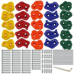 25 PCS Rock Climbing Holds Set with Mounting Screws & Hardware for DIY Kids Indo