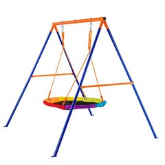 Uimoso Swing Sets for Backyard 40in Saucer Swing Seat A-Frame Metal Stand 440lbs
