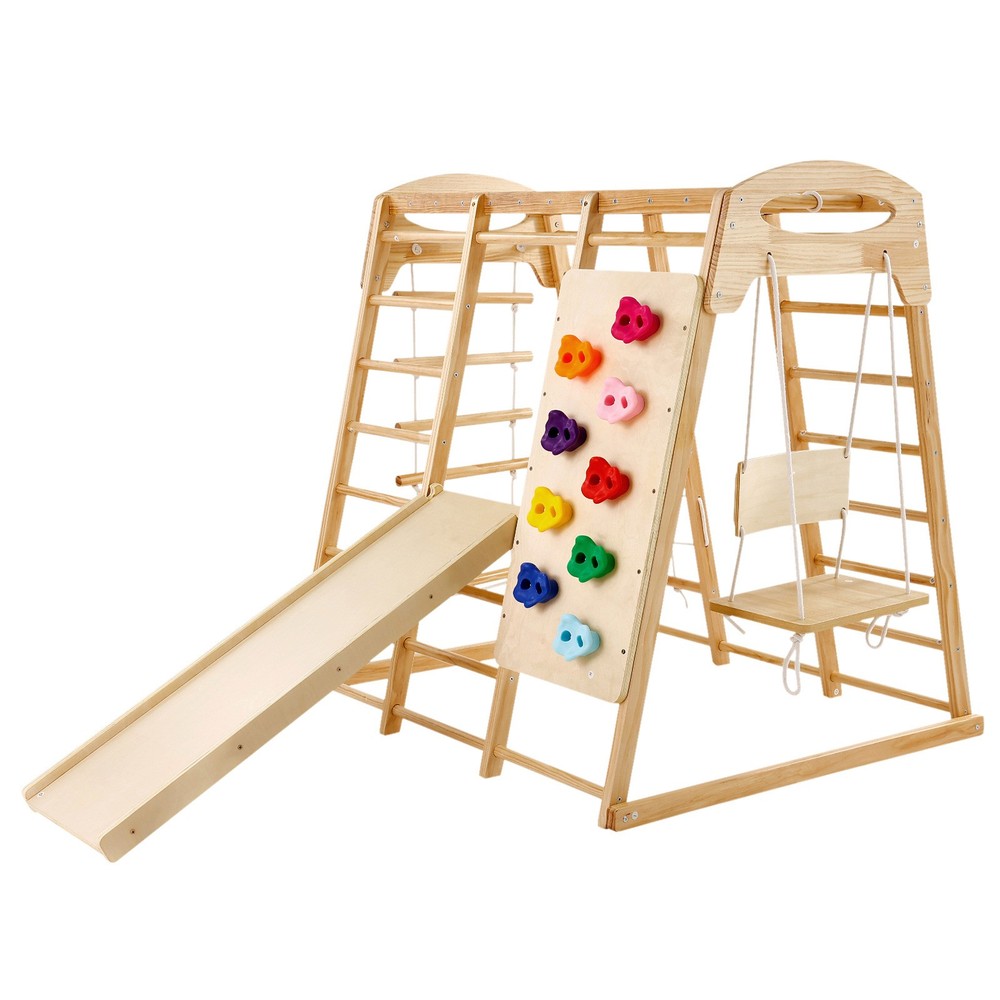 Uimoso Indoor Jungle Gym 7-in-1 Toddler Indoor Playground Wooden Climbing Toys M