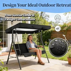 Patio Swing Canopy Replacement Top, 65×45/75×45/78×47/85×45 Outdoor 2/3 Seate…