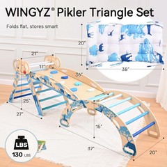 Pikler Triangle Set, Montessori Foldable 8-in-1 Jungle Gym with Reversible An…