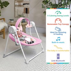 Baby Swing SpaceSaver Ultra-Compact Foldable Infant Swing (Fits in 5.3″ Gaps!…