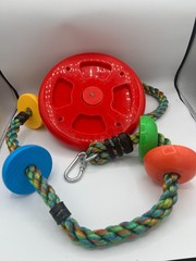 Kids Tree Swing – Single Disc Seat with Rainbow Climbing Rope