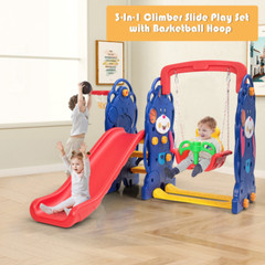 3-In-1 Toddler Climber and Swing Playset with Basketball Hoop