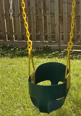 KIDS TODDLERS SWING Outdoor High Back Plastic Coated Chains Green seat