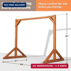 SUNCREAT Heavy Duty Wooden Swing Frame for Adults Kids, Stable Frame Porch Swing