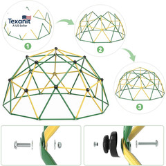 Climbing Dome, 10FT Dome Climber with Hammock for Kids 3 to 10 Outdoor Play Equi