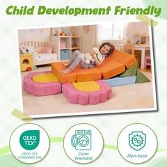 13-Piece Modular Foam Climbing Blocks Set for Toddlers – Floral Soft Play Str…