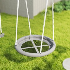 Swing Set for Backyard, 5 in 1 Outdoor Playset, Gray