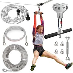 80FT Zip Line Kit for Adults – 500 Lbs Capacity, Stainless Steel, Backyard Fun