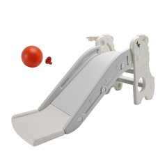 🚀3In1 Kid Folding Slide W/ Climber,Basketball Hoop,Freestanding Slide Toy White