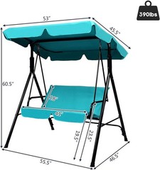 2 Person Turquoise Outdoor Swing with Canopy