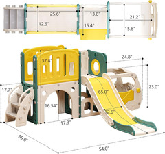Bus-Themed Toddler Slide & Climber Playset with Basketball Hoop for Indoor/Outdo