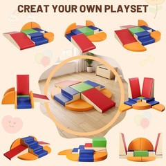 TODIBY 9-Piece Climbing Foam Blocks: Soft PU Leather – Baby Climb and Crawl A…