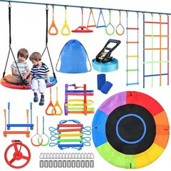 Hapfan 50FT Ninja Obstacle Course Kids Backyard Playset