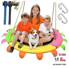 40 Inch Saucer Tree Swing for Kids Outdoor – 600lb Heavy Duty Capacity, Pink