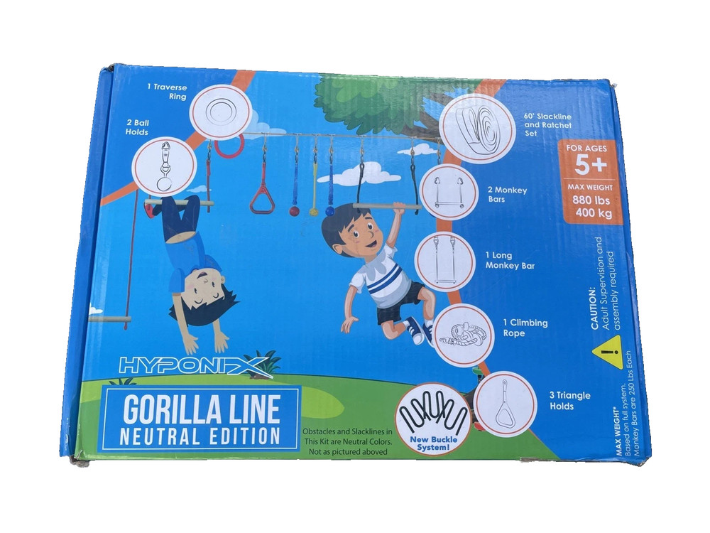 Hyponix Gorilla Line Obstacle Course for Kids Accessories 800lb weight limit