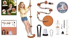 All-Wood Acacia 2-in-1 Swing Set with Adjustable Height – Up to 50 kg Capacity