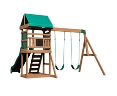 Cedar Swing Set Play Ground Slide Kid Wooden Wall Back Yard Children Wood House