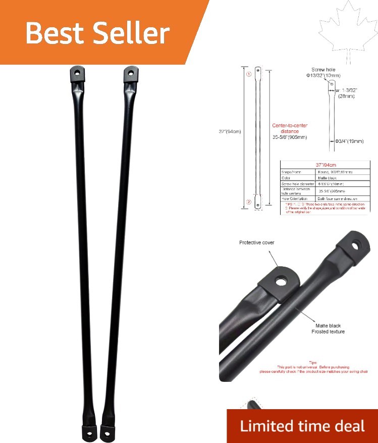 Sturdy 37" Metal Round Swing Rods – 2PCS Matte Black Replacement Solution